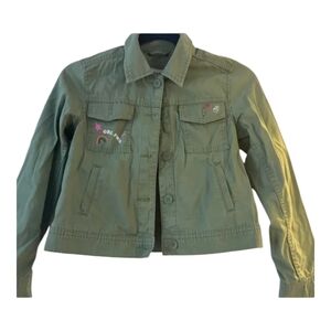 Gap Kids Girl Power Army Green Button Up Jacket Kids XXL